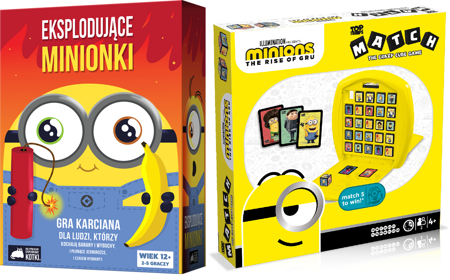 2w1 MATCH +EKSPLODUJĄCE MINIONKI imprezowa gra planszowa kotki jednorożce