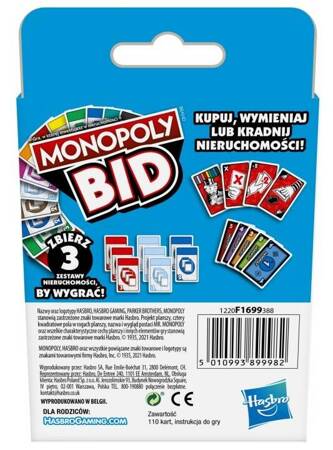 2w1 MONOPOLY BID HASBRO gra planszowa karciana +HEDBANZ JUNIOR Classic PL