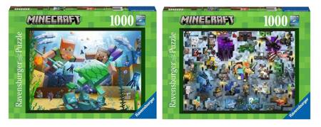 2w1 Puzzle MINECRAFT Premium 1000 elementów puzle ORYGINALNE DLA FANA GRY