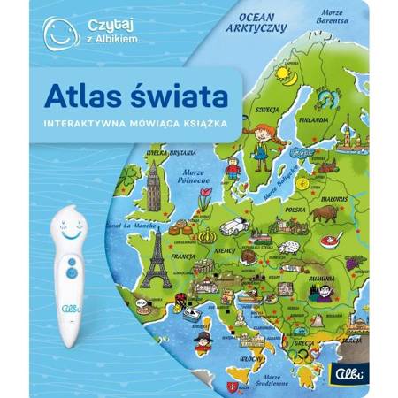 2w1 ZESTAW Czytaj z Albikiem Książka ATLAS ŚWIATA + pióro  Albik