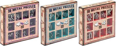 30 ŁAMIGŁÓWEK METALOWYCH czerwone + niebieski + fioletowy zestaw Puzzles puzzle z metalu