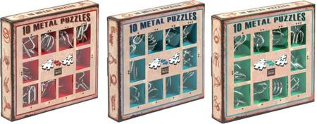 30 ŁAMIGŁÓWEK METALOWYCH niebieski + czerwony + zielony zestaw Puzzles