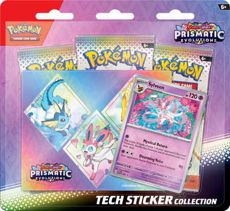 3w1 Pokemon Prismatic Evolutions naklejki Tech Sticker ORYGINALNE KARTY