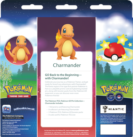 CHARMANDER +3x BOOSTER karty PRZYPINKA +KOD gra POKEMON TCG GO Pin Collection ORYGINALNE KARTY