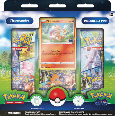 CHARMANDER +3x BOOSTER karty PRZYPINKA +KOD gra POKEMON TCG GO Pin Collection ORYGINALNE KARTY