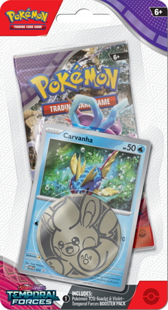 Carvanha karta +MONETA +booster karty Pokemon TCG Checklane Temporal Forces ORYGINALNE KARTY