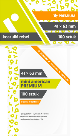 Koszulki Rebel 41x63 na karty do gier planszowych Mini American PREMIUM 100 sztuk