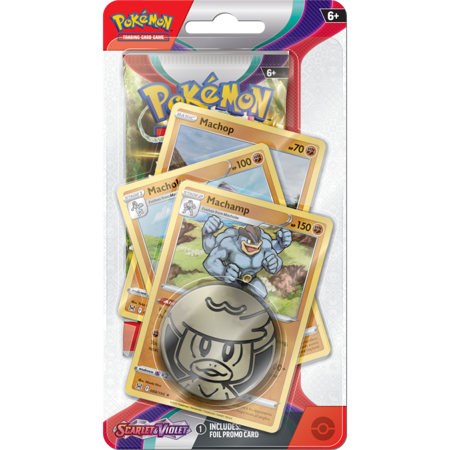 Machamp promo karty POKEMON +booster +kod Checklane PREMIUM Blister Scarlet & Violet ORYGINALNE KARTY