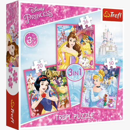 PUZZLE 3w1 Zaczarowany świat księżniczek 34833 Trefl