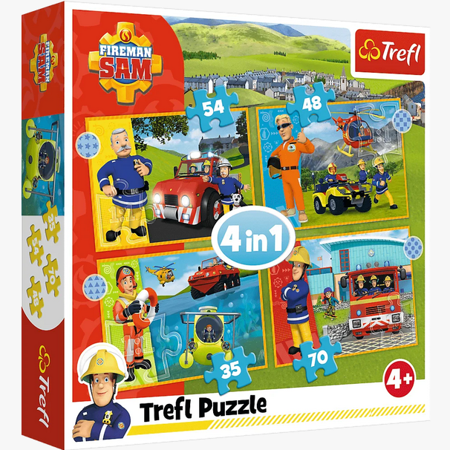 PUZZLE 4w1 Odważny Strażak Sam 34387 Trefl