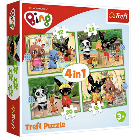 PUZZLE 4w1 Wesoły dzień Binga 34357 Trefl