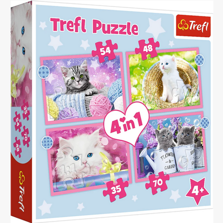 PUZZLE 4w1 Zabawne kotki 34396 Trefl