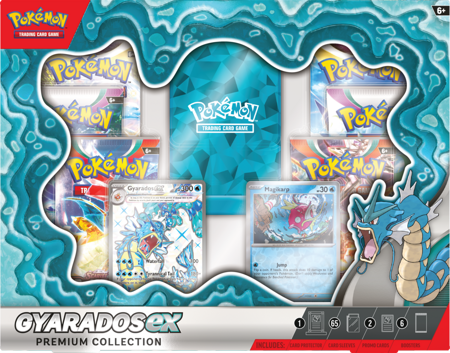 Pokémon Gyarados Ex Premium Collection Box Ex 6 boosterów koszulki 2 promo ORYGINALNE KARTY