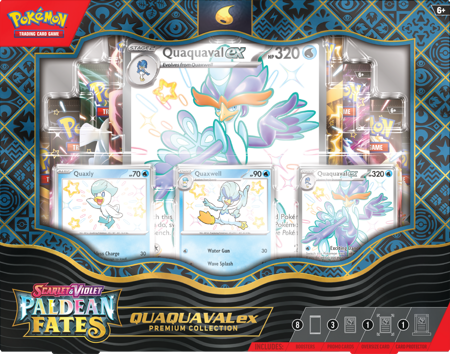 Pokemon Paldean Fates Premium Collection Quaquaval 8 boosterów 3 promo ORYGINALNE KARTY