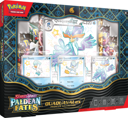 Pokemon Paldean Fates Premium Collection Quaquaval 8 boosterów 3 promo ORYGINALNE KARTY