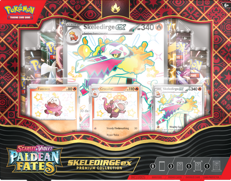 Pokemon Paldean Fates Premium Collection Skeledirge 8 boosterów 3 promo ORYGINALNE KARTY