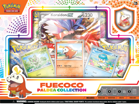 Pokémon TCG: Paldea Pin Box Fuecoco ORYGINALNE KARTY