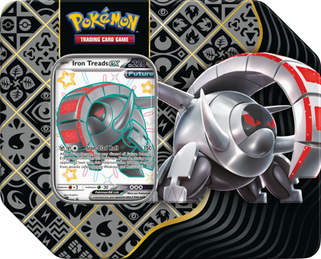 Pokemon TCG Paldean Fates Tin Iron Treads duża puszka 5 boosterów + promo ORYGINALNE KARTY