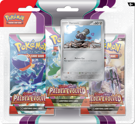 Pokemon TCG: Scarlet & Violet Paldea Evolved 3-Pack Blister Varoom ORYGINALNE KARTY