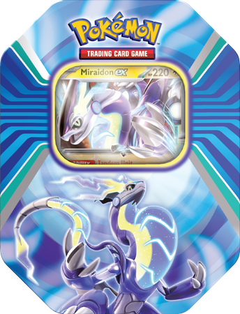 Pokemon TCG Tin puszka MIRAIDON 4 boostery + promo ORYGINALNE KARTY