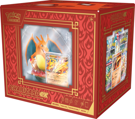 Pokemon Zestaw Charizard Ex Super Premium Collection duża figurka 10 boosterów