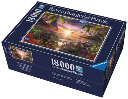 Puzzle 18000 elementów Raj morze palmy plaża Zachód Słońca PIĘKNE OGROMNE