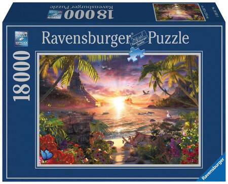 Puzzle 18000 elementów Raj morze palmy plaża Zachód Słońca PIĘKNE OGROMNE