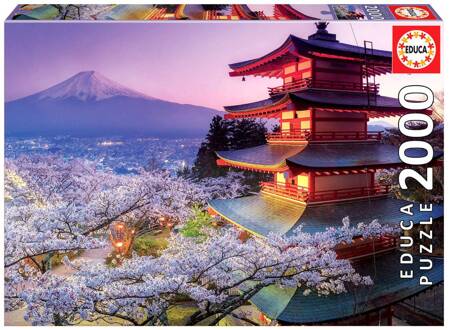 Puzzle 2000 Educa Mount Fuji Japan Sakura + KLEJ