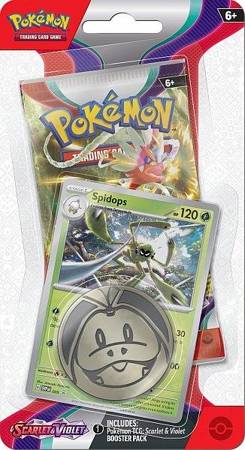 Spidops karta +MONETA +booster karty Pokemon TCG Checklane Scarlet & Violet ORYGINALNE KARTY